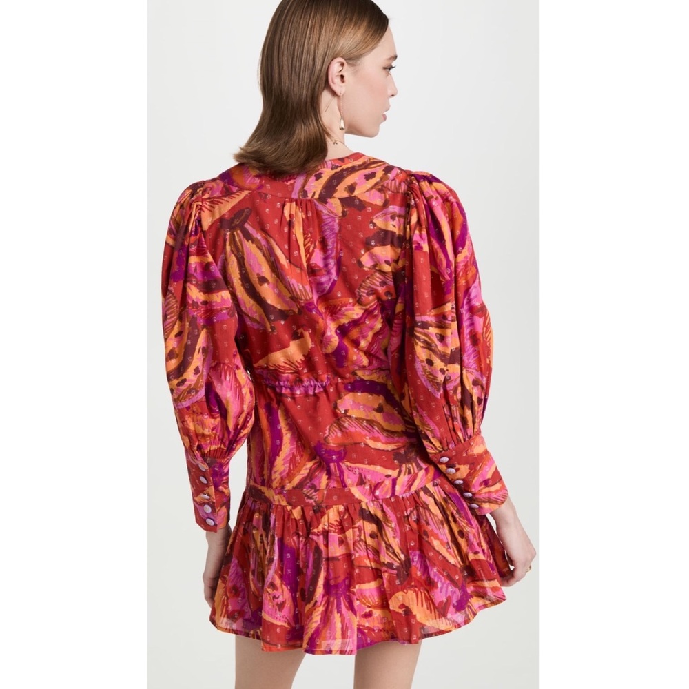 Farm Rio Red Banana Metallic Long Sleeve Mini Dress NWT M L - Picture 3 of 12